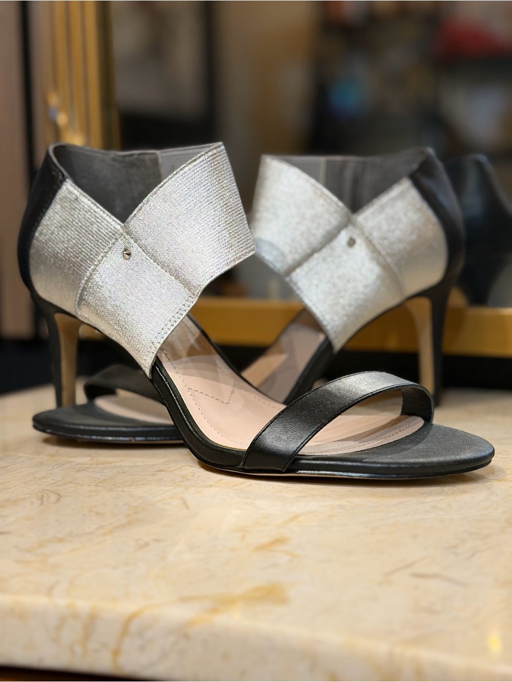 Charles by Charles David Black/Silver Leather Heels